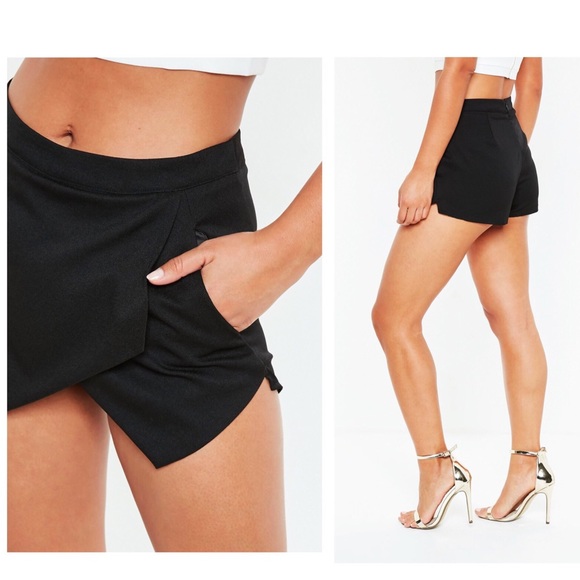 Missguided Black Wrapped Skort - Picture 3 of 8